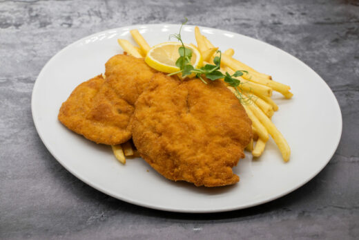 84. Fried pork cutlets or chicken with French Fries